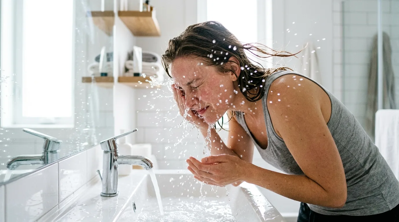 Person singing enthusiastically with full breath support, demonstrating the extended exhalation that activates vagal pathways during sustained vocal performance
