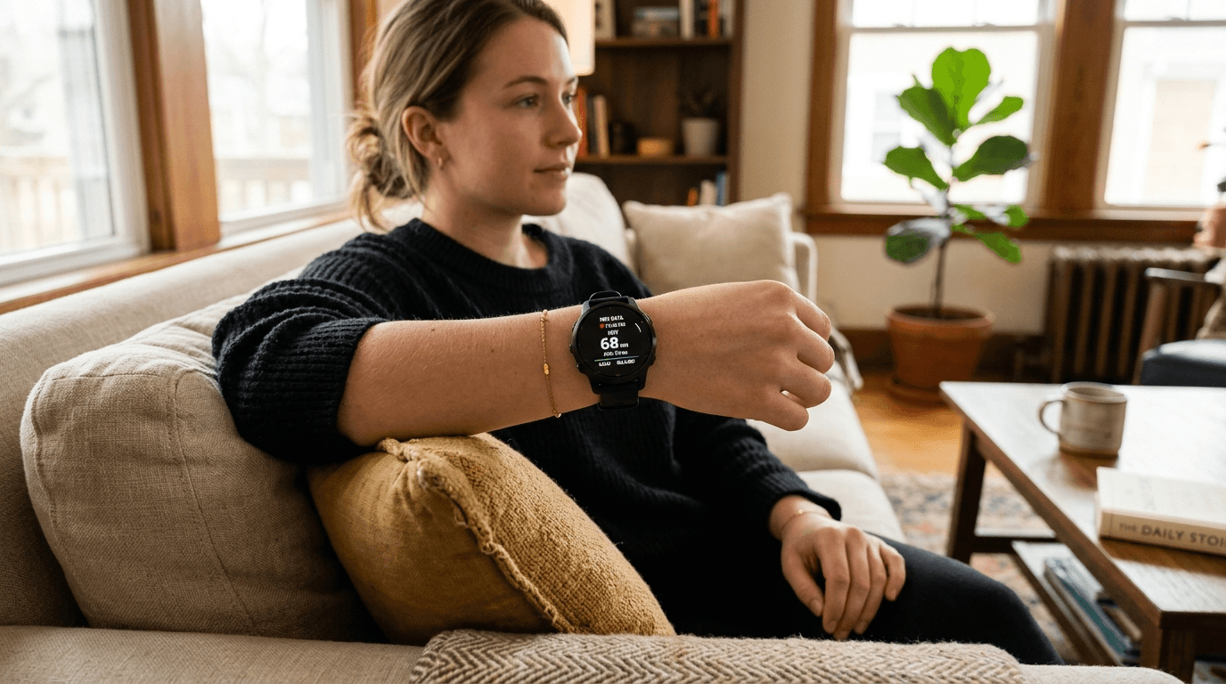 Smartwatch showing heart rate variability HRV data